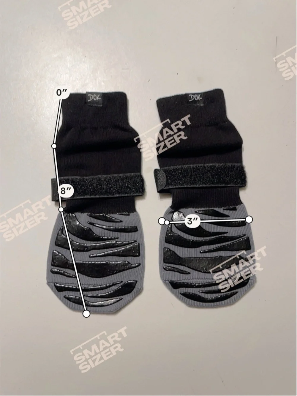DOK Non-Slip Dog Socks Anti-Slip Grips Adjustable Straps Black Grey Paw Boots